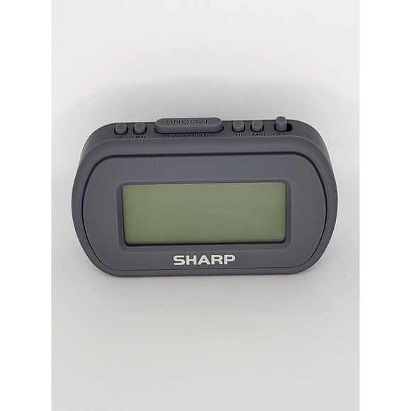 Sharp Digital Alarm Clock With Blue LED Backlight Rubberized Case Battery Power - Picture 1 of 7